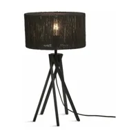 lampe à poser en bambou noir avec abat-jour en rotin noir 30x45 cm iguazu - good & mo