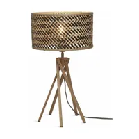 lampe à poser en bambou naturel avec abat-jour tissé noir  32x48 cm java - good & moj