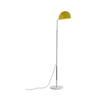 lampadaire réglable en acier jaune et marbre blanc mezzaluna - dcw editions