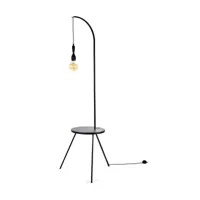 lampadaire avec table en bois noir studio simple - serax