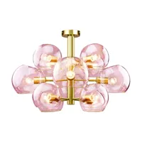 plafonnier en verre rose olga 12 - elements lighting